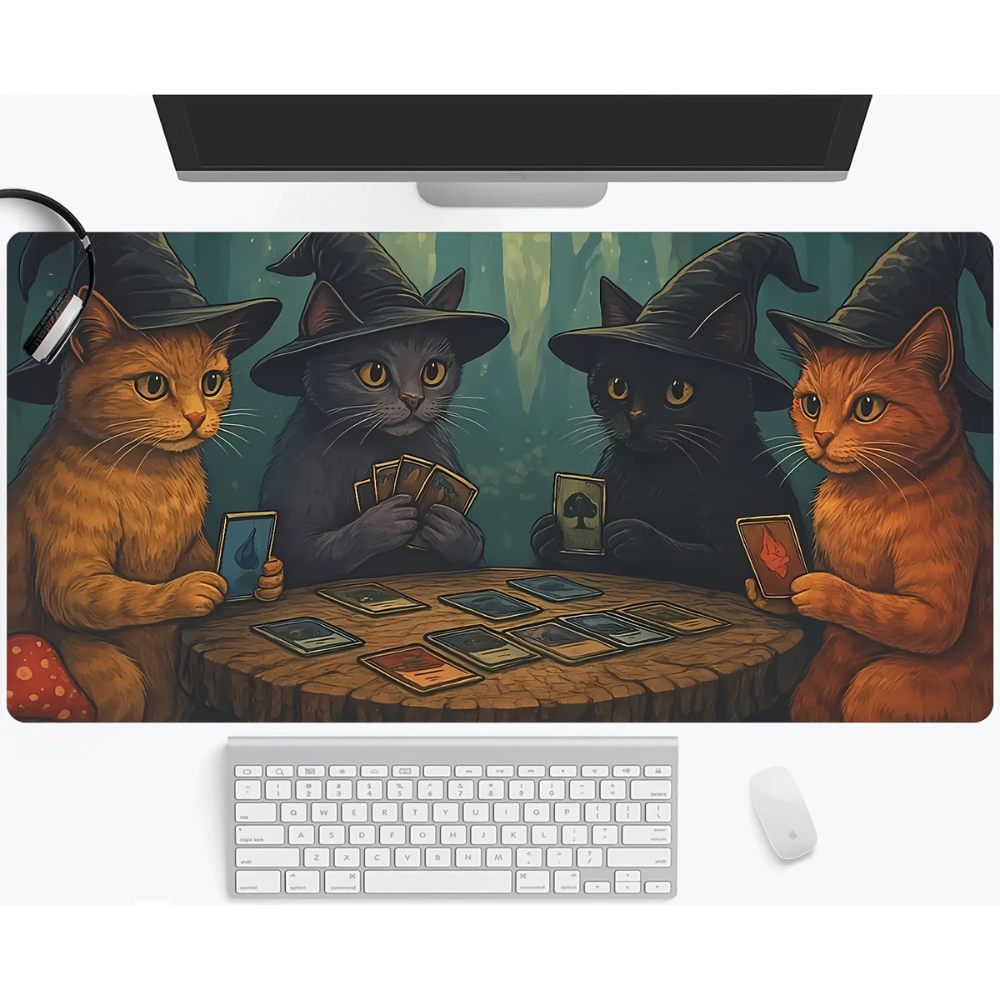 Großes Gaming Mauspad 30 × 60 cm mit Fantasy-Tiermotiv | Rutschfeste Gummi-Schreibtischunterlage mit genähtem Rand