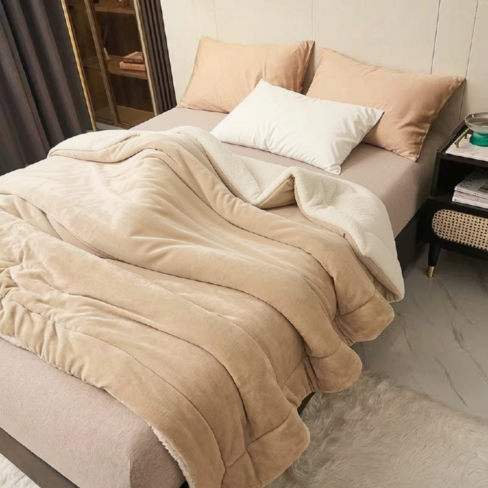 Sherpa-Decke mit Flanell-Oberseite 100x150 bis 200x230 cm – Wärmende Wohndecke in zwölf Farben