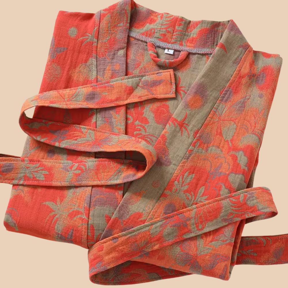 Baumwoll-Gaze Kimono Bademantel - Leichter Morgenmantel & Loungewear für Damen & Herren