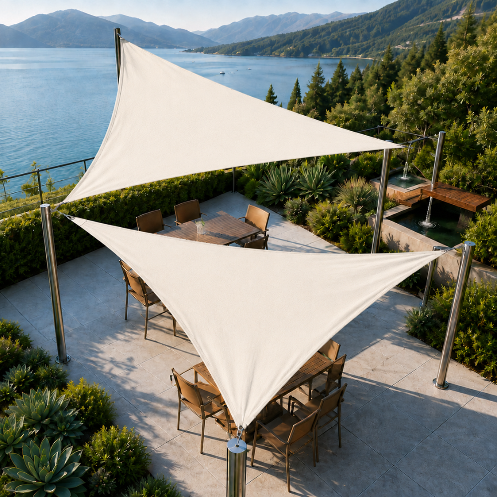 Dreieckiges Sonnensegel 300D Oxford-Gewebe – Robust & UV-Beständig – für Terrasse & Garten