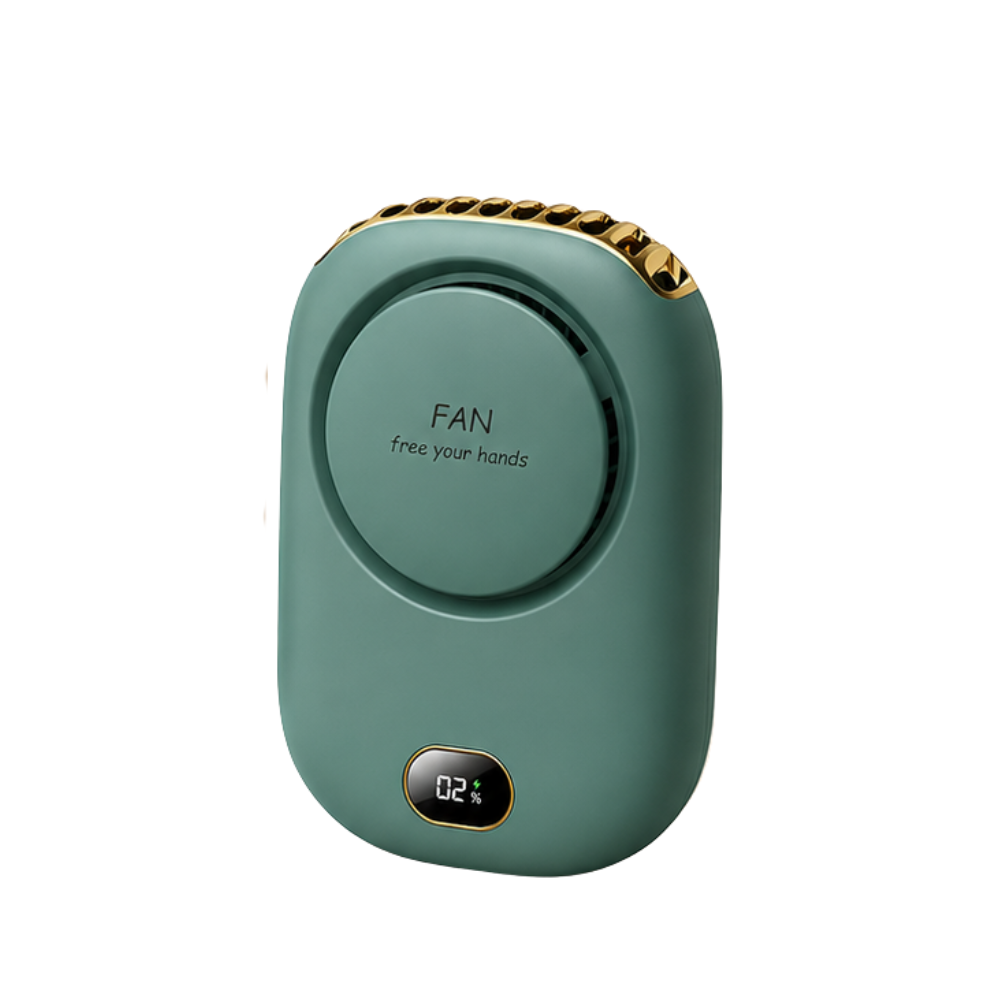 Tragbarer Halsventilator mit Display – USB-aufladbarer Mini-Ventilator mit 3 Geschwindigkeitsstufen und Trageband für Reisen & Outdoor