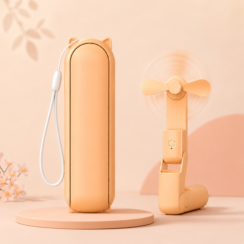 Kompakter faltbarer Handventilator – USB-Mini-Ventilator mit 3 Geschwindigkeitsstufen für Reisen, Büro und Make-up