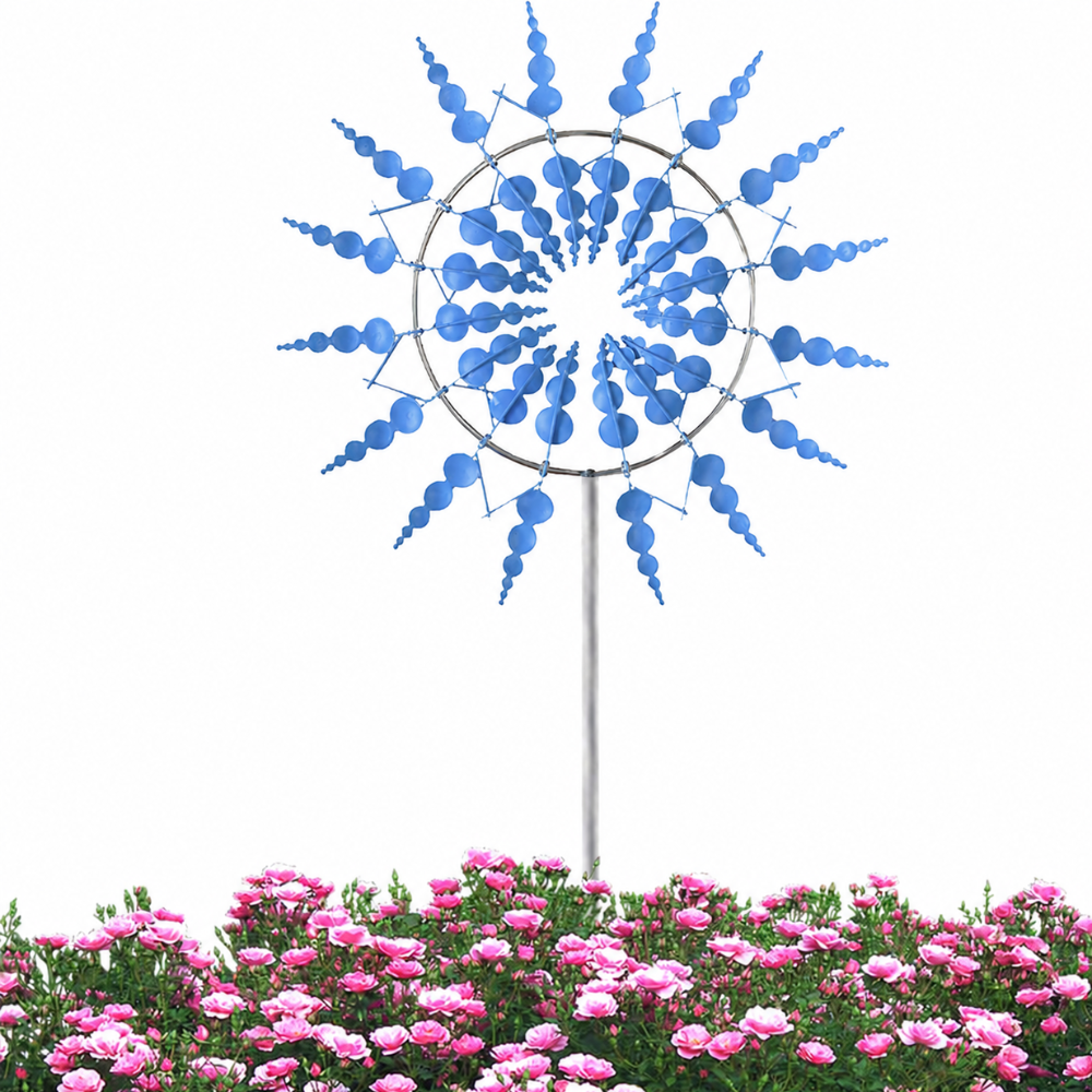 Metall Windrad für Garten – Bunter Kinetischer Windspinner als Dekoration für Rasen, Terrasse & Balkon