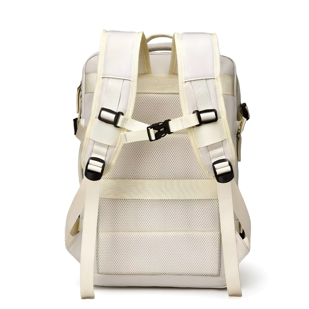 Erweiterbarer Handgepäck-Rucksack 46 × 30 × 16–26 cm – Wasserabweisender Laptop-Reiserucksack mit vielen Fächern