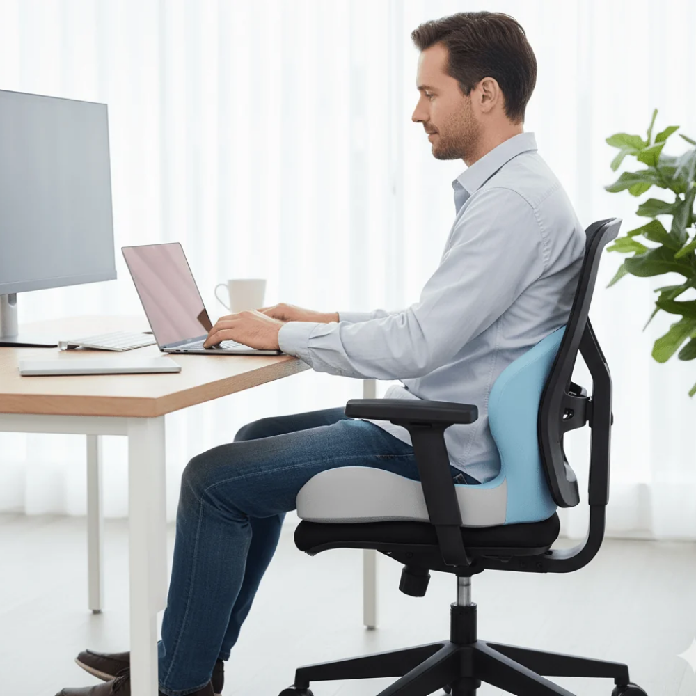Orthopädisches Sitzkissen für bessere Haltung - Rutschfester Memory-Schaum Kissen für Stühle