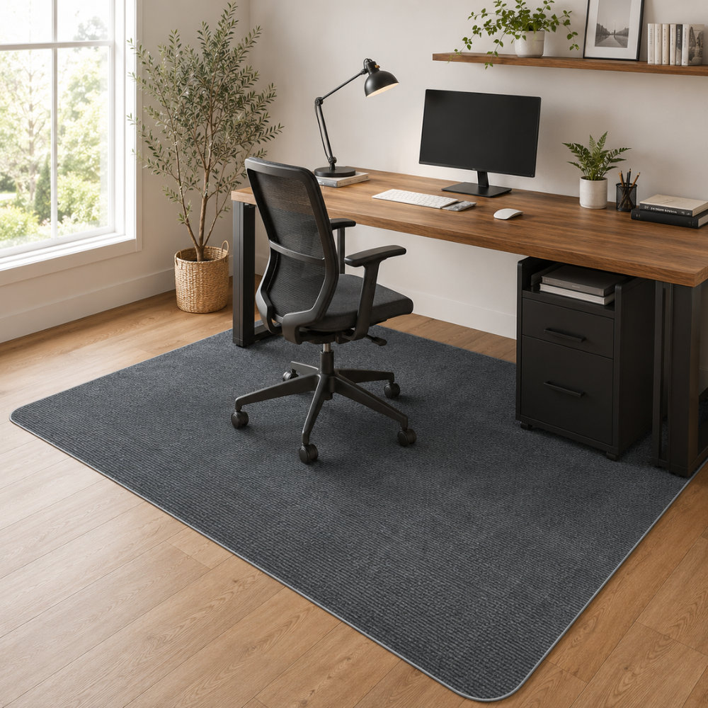 Rutschfeste Bürostuhlmatte aus strapazierfähigem Polyester | Bodenschutzmatte für Schreibtischstuhl und Homeoffice