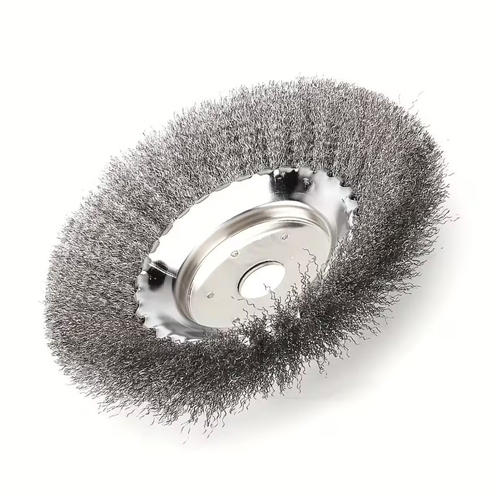 Stahldraht-Unkrautbürste für Rasentrimmer | 20 cm Bürstenkopf zur Entfernung von Unkraut, Moos und Gras