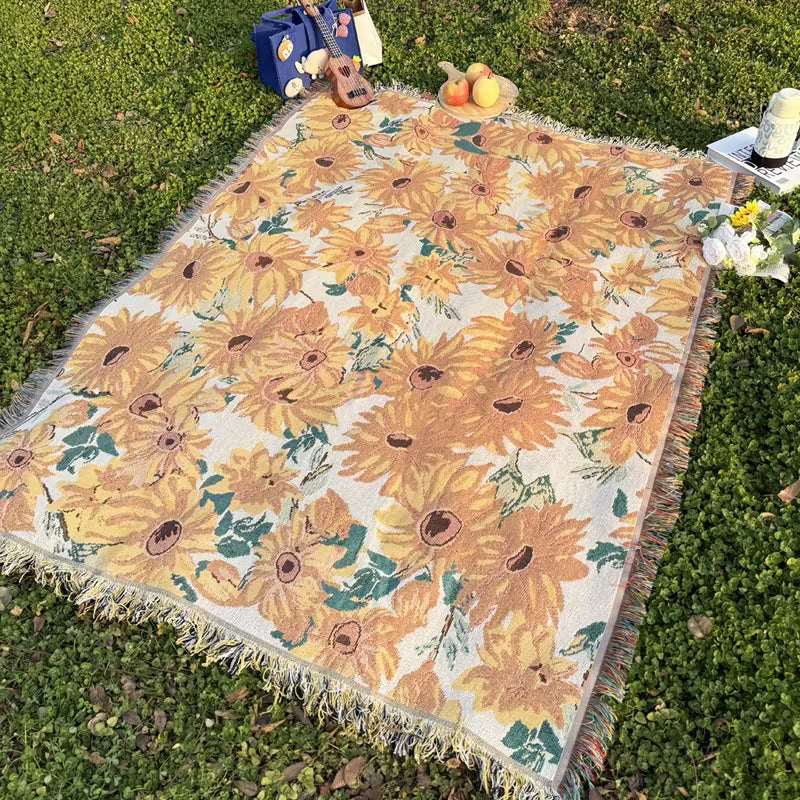 Leichte Blumenmuster Picknickdecke 180x230cm - Wasserdicht Sandfrei für Outdoor-Aktivitäten