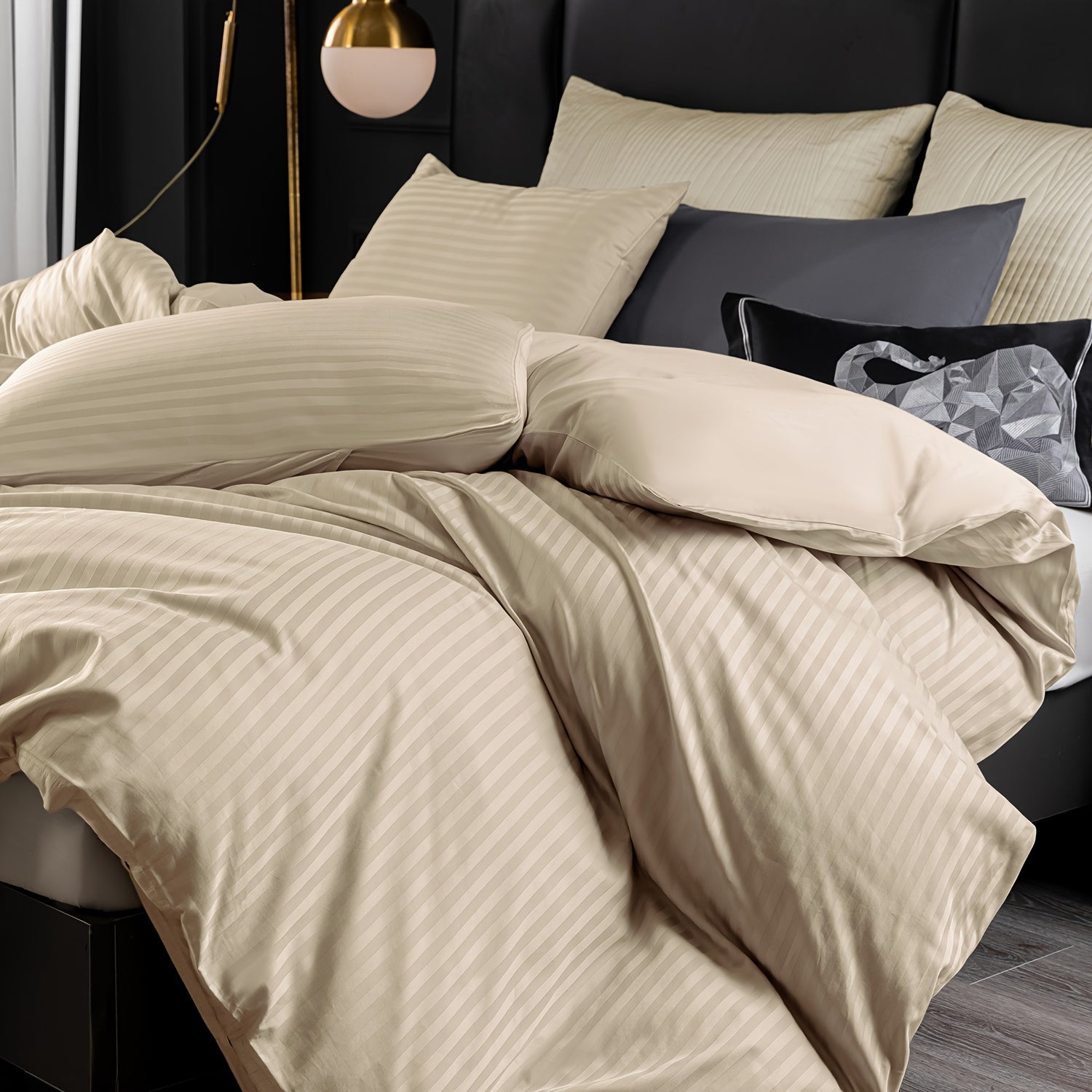 Satin Bettbezug 100% 300T – Weicher Atmungsaktiver Deckenbezug mit Streifenmuster für Schlafzimmer