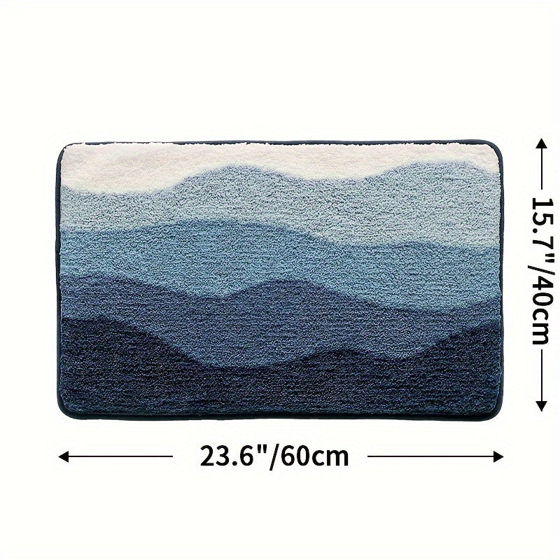 Badezimmerteppich Rutschfest & Saugstark – Extra Weiche Badematte im Berglandschaft Design für Dusche, Badewanne & Waschbecken
