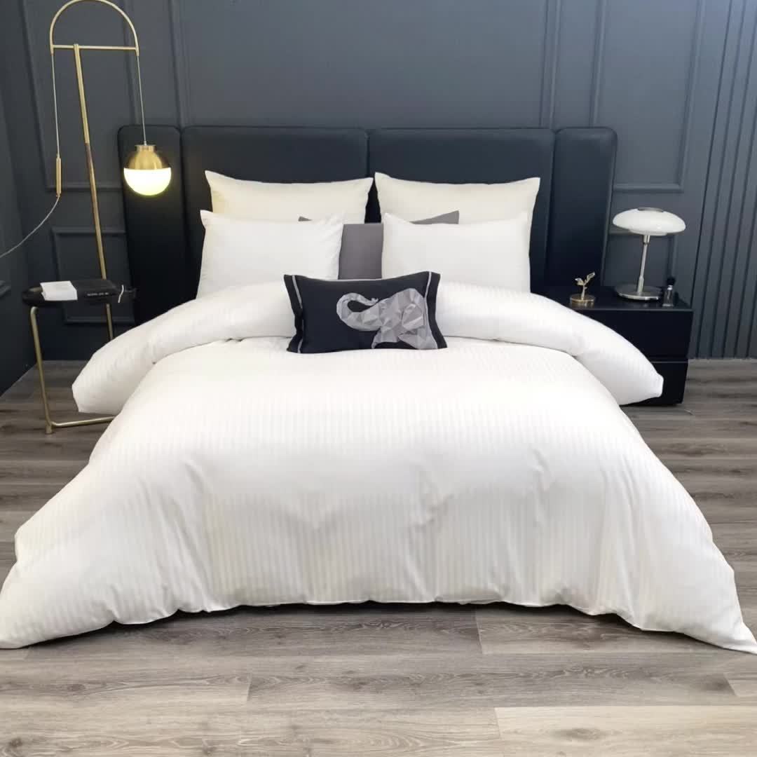 Satin Bettbezug 100% 300T – Weicher Atmungsaktiver Deckenbezug mit Streifenmuster für Schlafzimmer