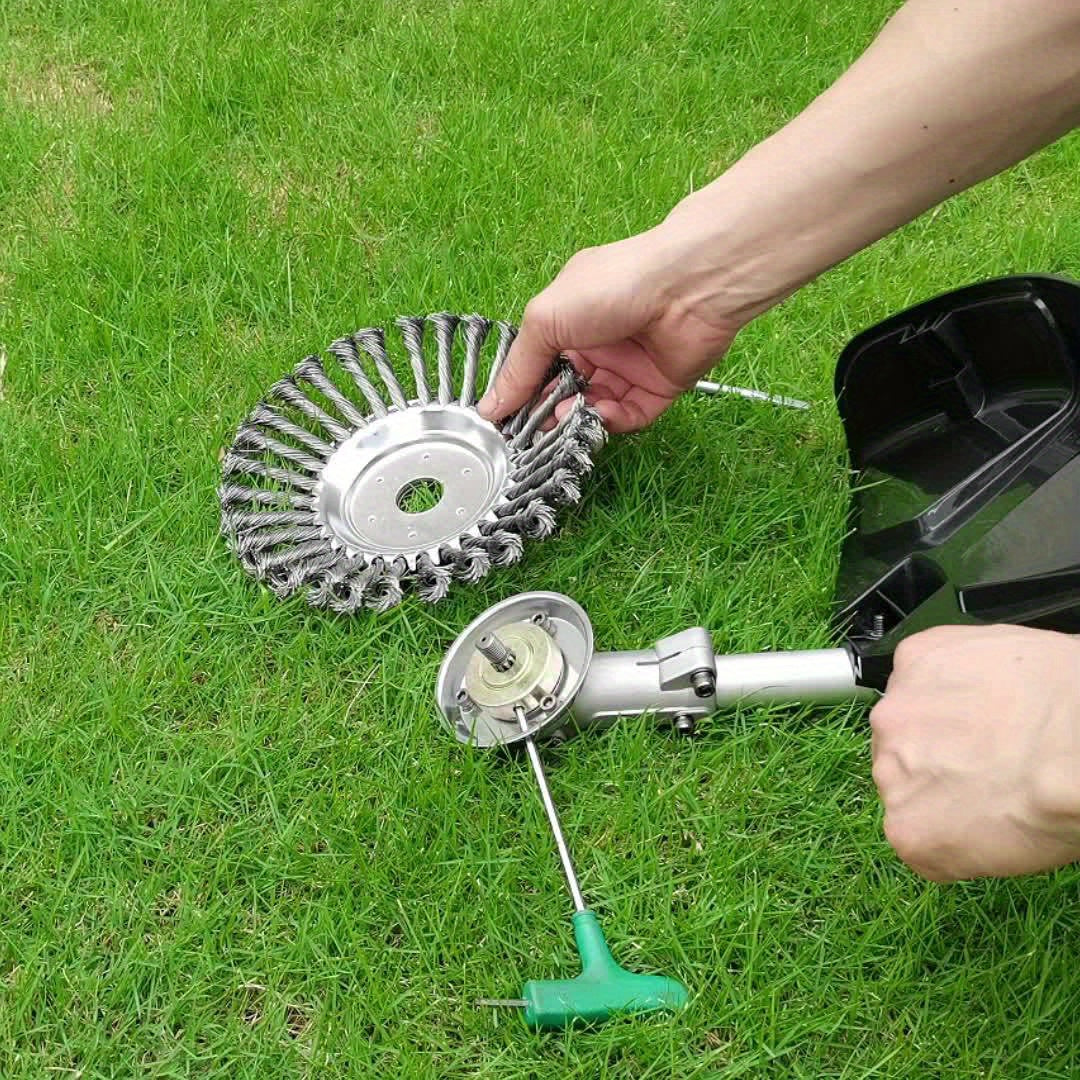 25,4 cm Stahl-Drahtbürstenkopf für Rasentrimmer | Metall-Trimmeraufsatz zur Entfernung von Unkraut, Moos und Rost