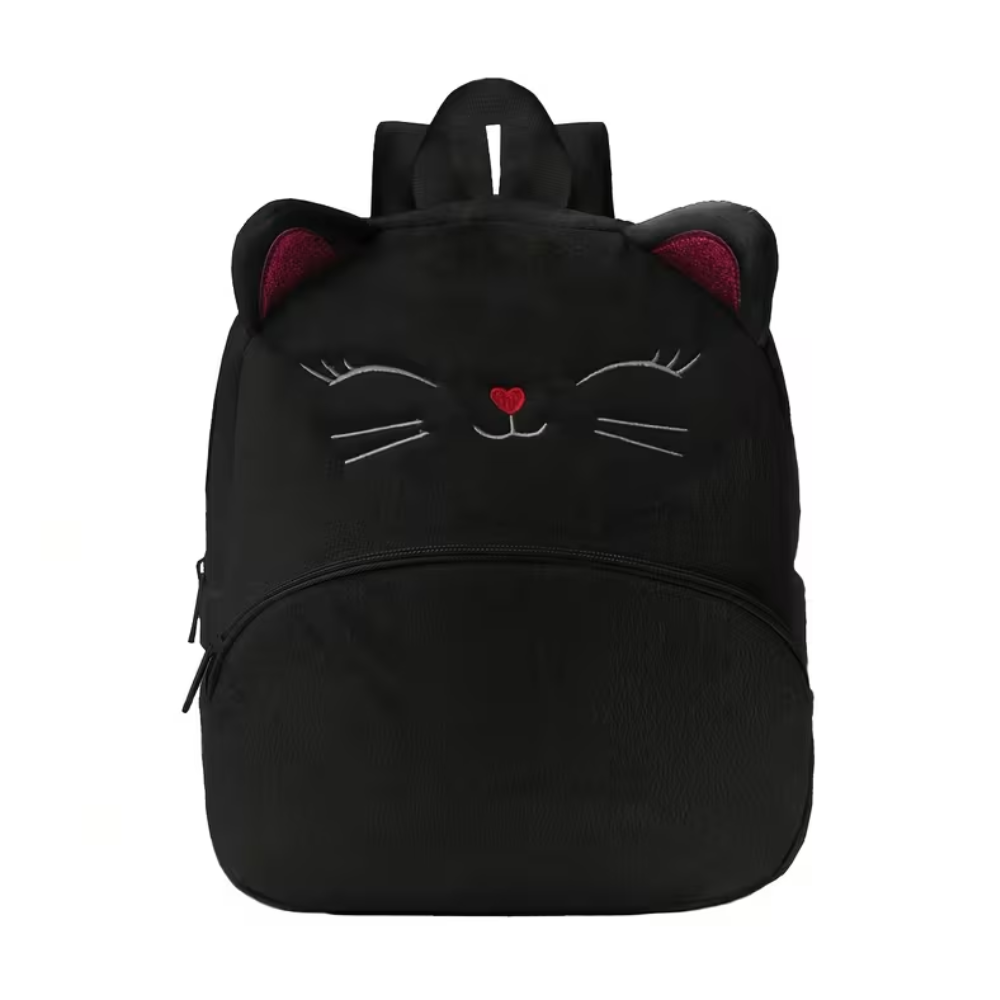 Weicher Katzen-Rucksack 31 × 24,5 × 12 cm – Plüschiger Kindergartenrucksack aus Polyester mit verstellbaren Trägern