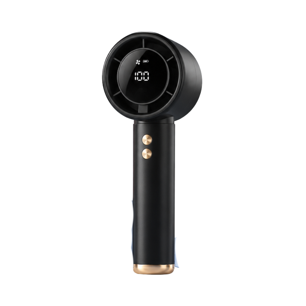 Tragbarer Mini-Turbo-Handventilator mit Digitalanzeige – USB-C aufladbarer Hochgeschwindigkeits-Ventilator mit 100 Geschwindigkeitsstufen für Reisen, Büro und Outdoor