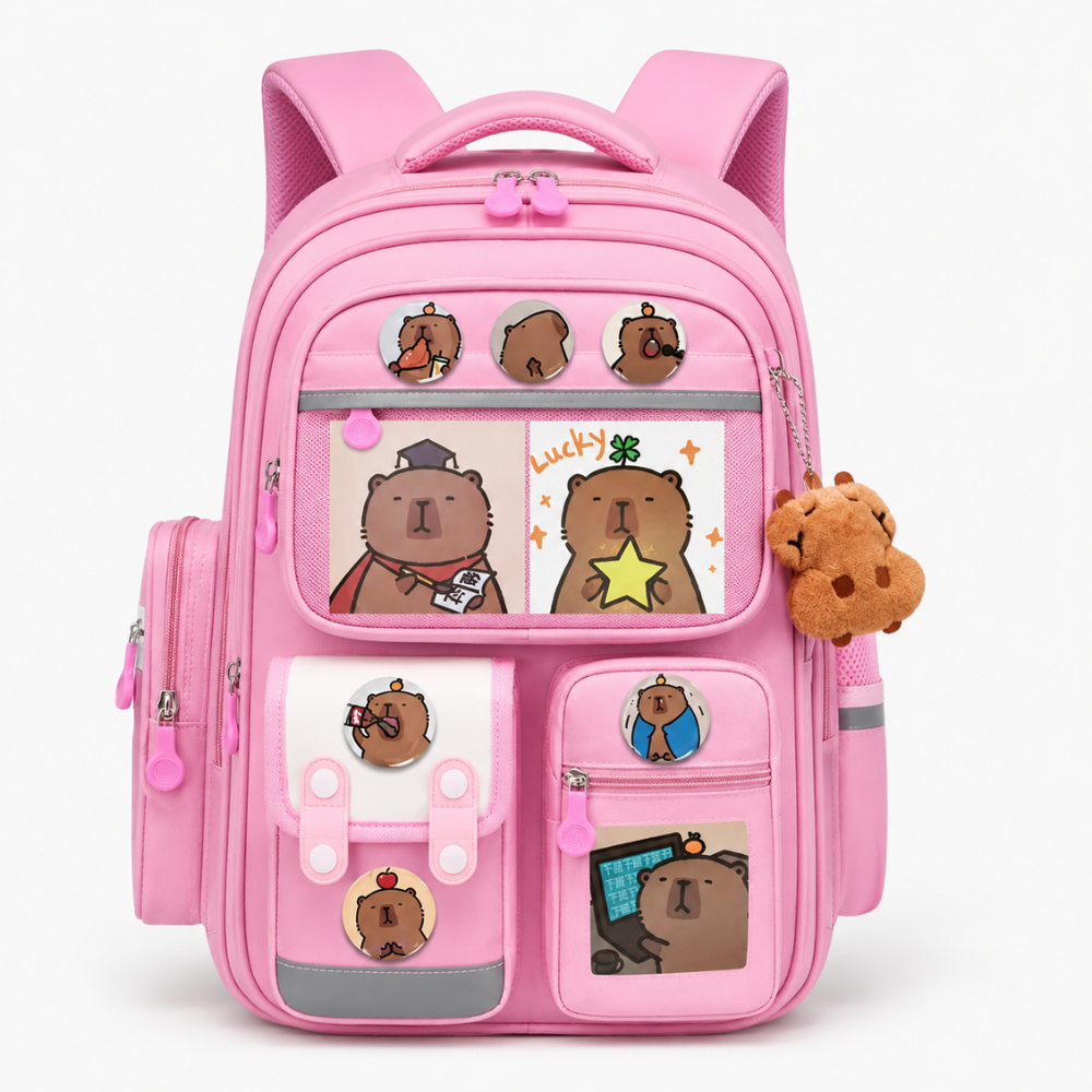 Kinder-Schulrucksack mit Capybara-Motiv – Wasserabweisender Rucksack mit großem Fassungsvermögen & gepolsterten Trägern für Schule & Freizeit
