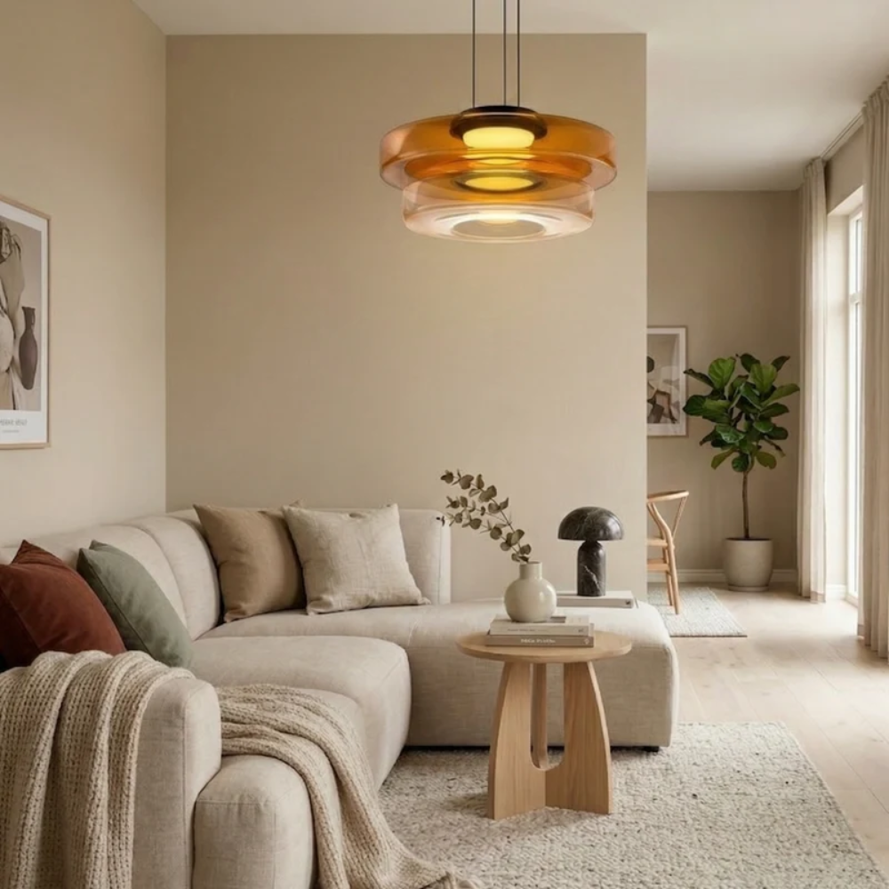 Skandinavische Hängeleuchte Rauchglas - Minimalistische LED Pendellampe Höhenverstellbar