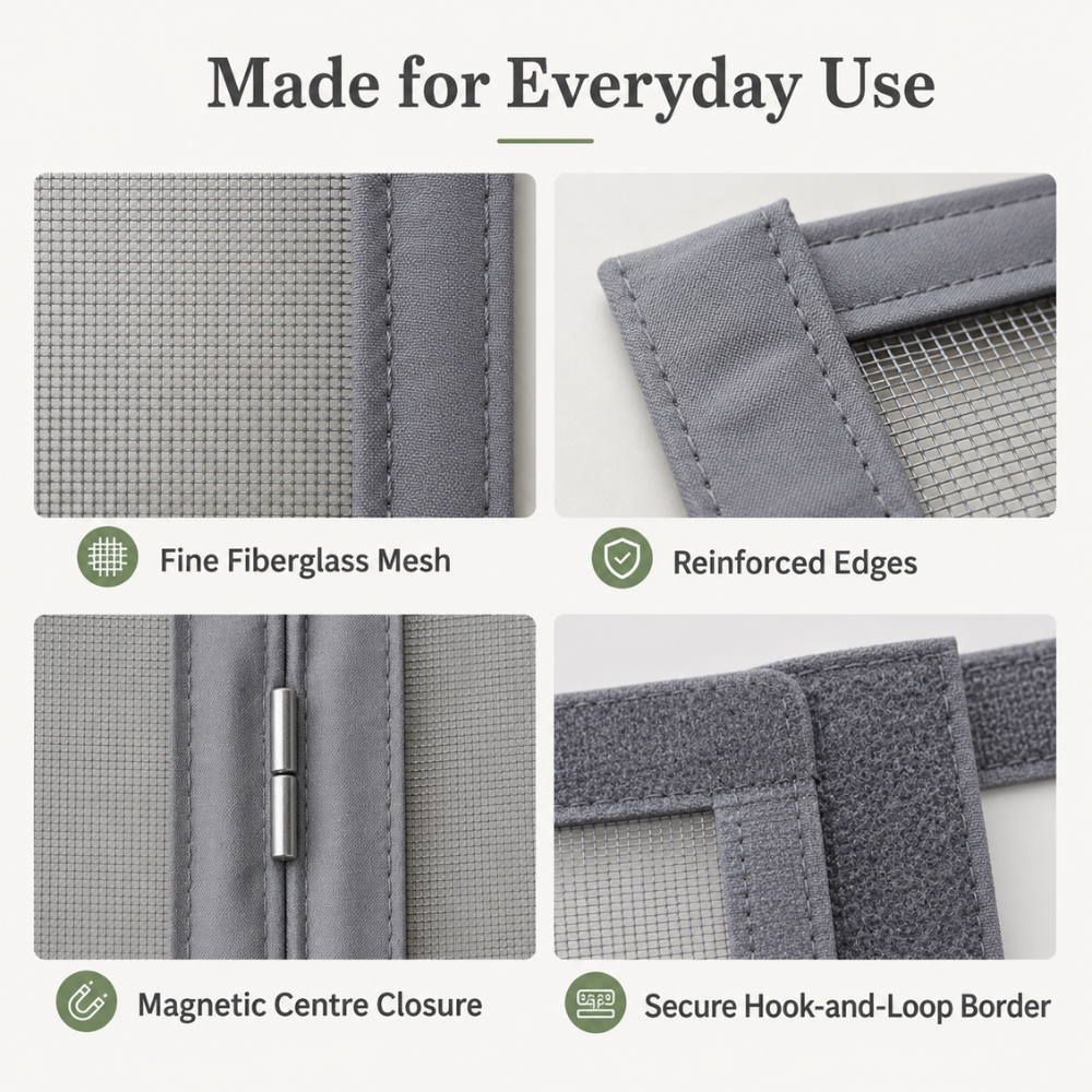 Magnetic Mosquito Net Door ScreeMagnetischer Tür-Fliegengittervorhang | Selbstschließendes Moskitonetz für Türen mit feinmaschigem Insektenschutzn Customized Size Grey Invisible Mesh Summer Insect Proof Automatic Closing Curtain