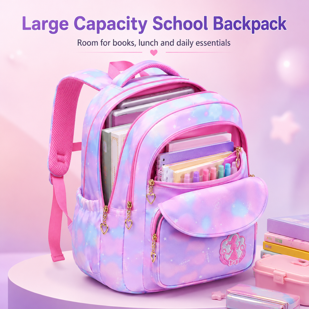 Kawaii Kinder-Schulrucksack für Mädchen – Leichter wasserabweisender Rucksack mit mehreren Fächern für Schule & Alltag