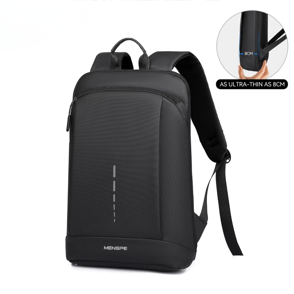 Schlanker Business-Laptoprucksack 42 × 29 × 8 cm – Wasserabweisender PVC-Rucksack mit mehreren Fächern