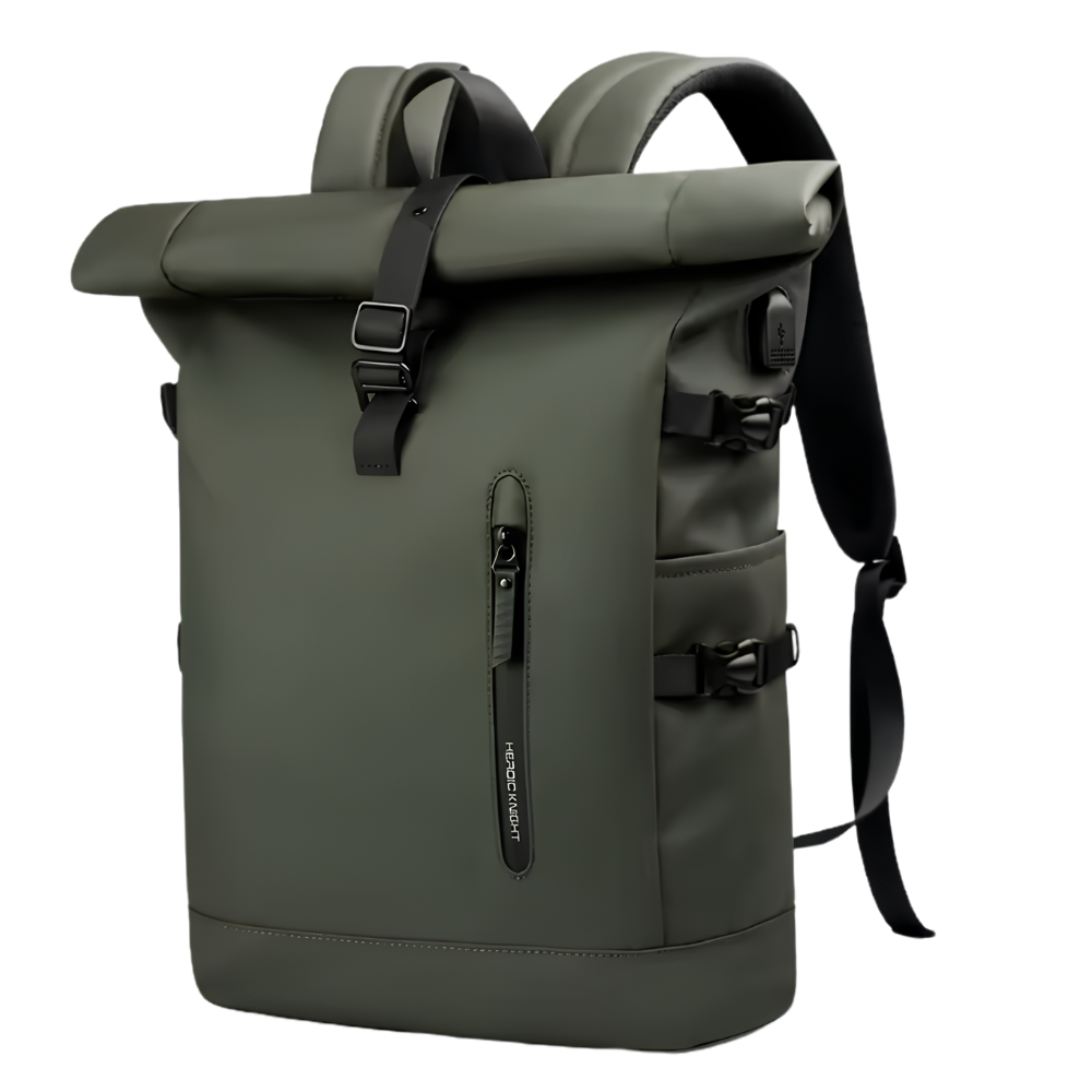 Wasserdichter Roll-Top Reiserucksack für Herren - Großer 15,6” Laptop Rucksack mit USB-Anschluß