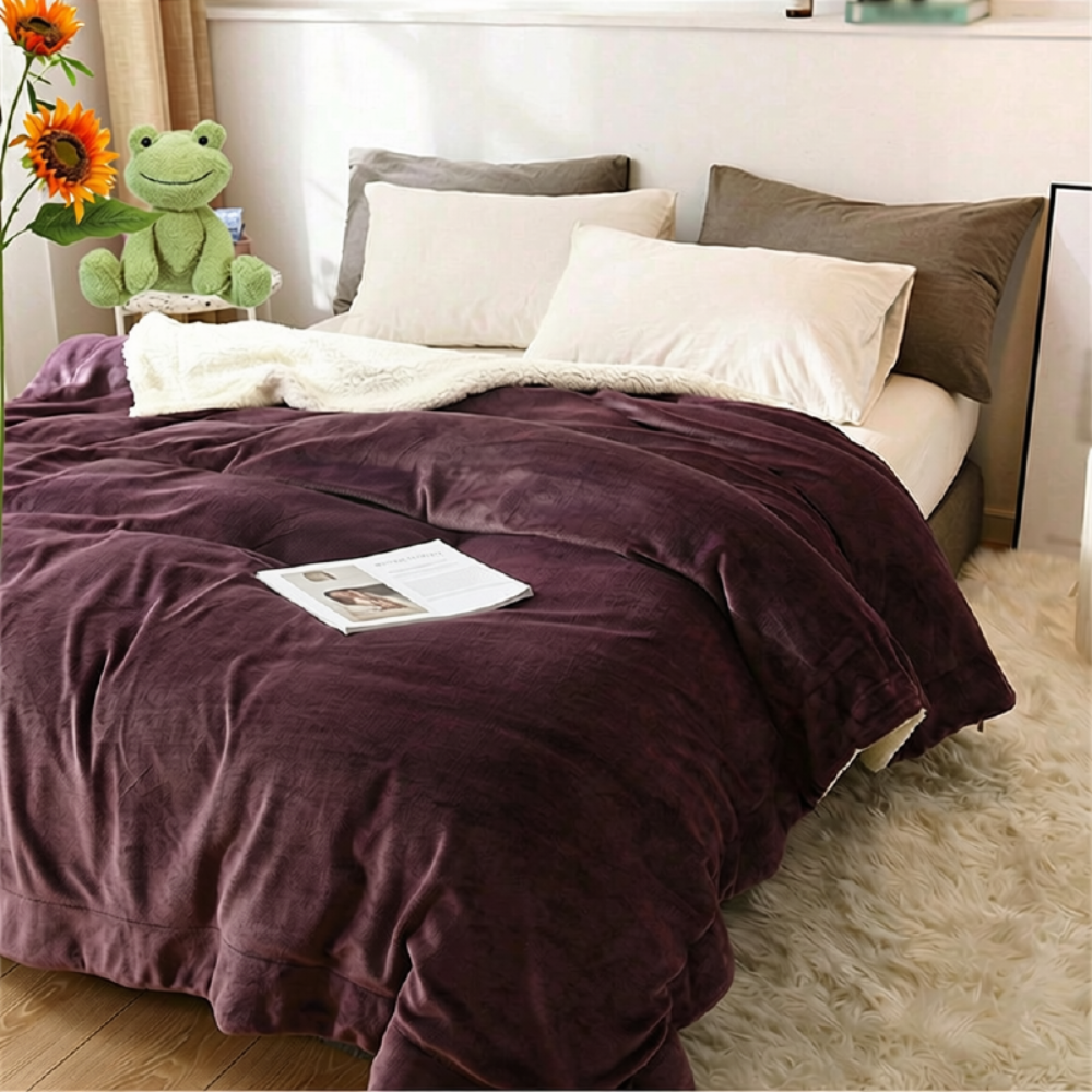 Sherpa-Decke mit Flanell-Oberseite 100x150 bis 200x230 cm – Wärmende Wohndecke in zwölf Farben