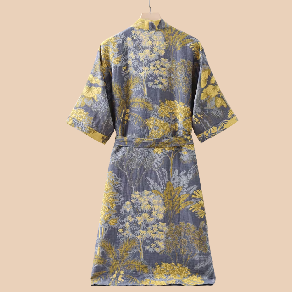 Baumwoll-Gaze Kimono Bademantel - Leichter Morgenmantel & Loungewear für Damen & Herren