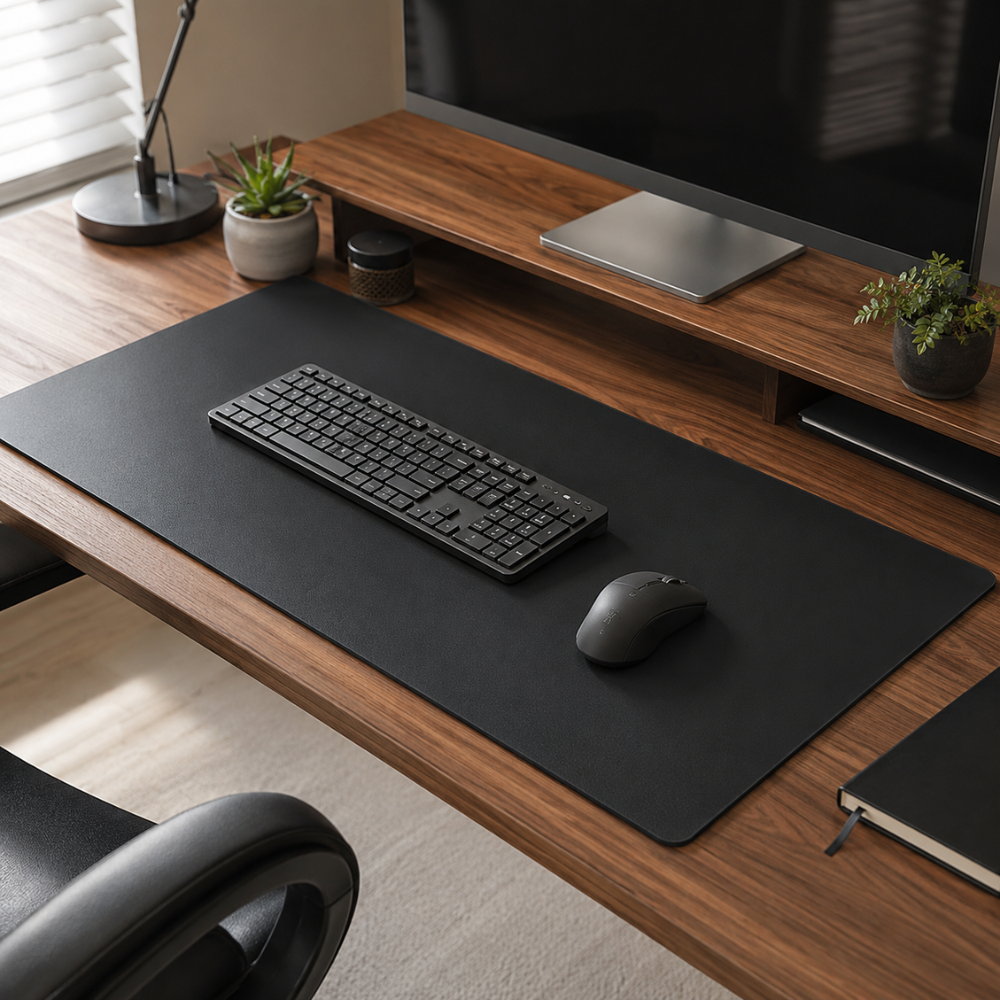 2er-Set Große Schreibtischunterlagen & Mauspads 90 × 40 cm – Minimalistische rutschfeste Deskmats mit genähtem Rand für Büro, Homeoffice & Gaming