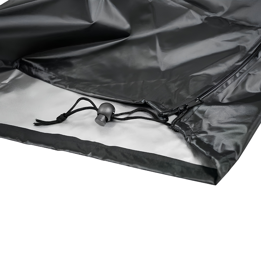 Unterseite der Schutzhülle mit elastischem Saumkordelzug und Kordelstopper