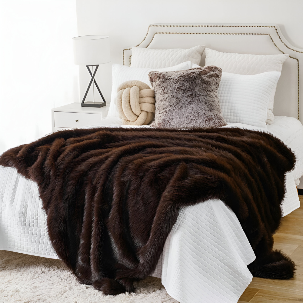 Flauschige Webpelz Kuscheldecke 127x152 & 150x200 cm - Elegante Wohndecke für gemütliche Stunden