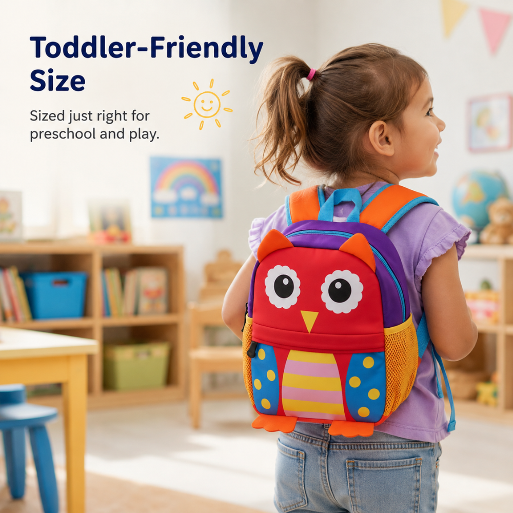 3D-Tier-Rucksack 21 × 8 × 26 cm – Leichter Kindergartenrucksack aus Polyester für 2–5 Jahre