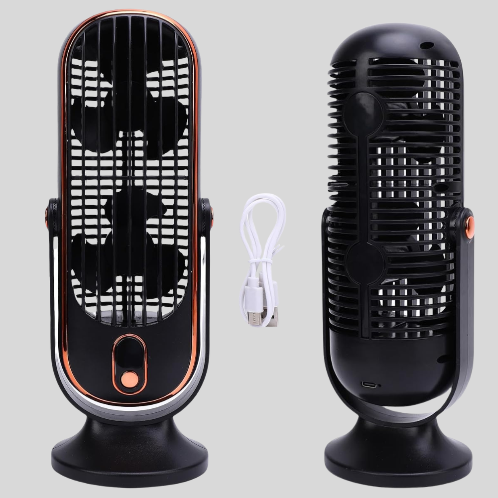 Leiser USB Tischventilator mit Akku 5 Geschwindigkeiten LED Anzeige 720 Grad Verstellbar