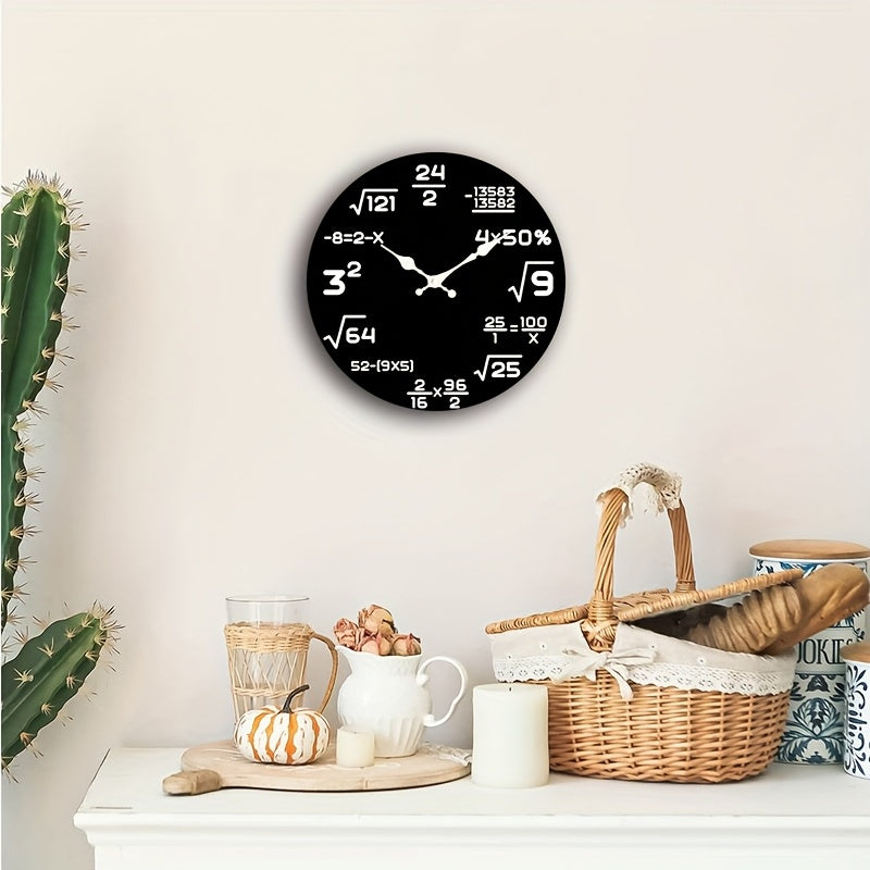 Mathe Wanduhr – Runde Zahlen Uhr mit Rechenaufgaben, leisem Quarzwerk für Wohnzimmer, Büro & Kinderzimmer