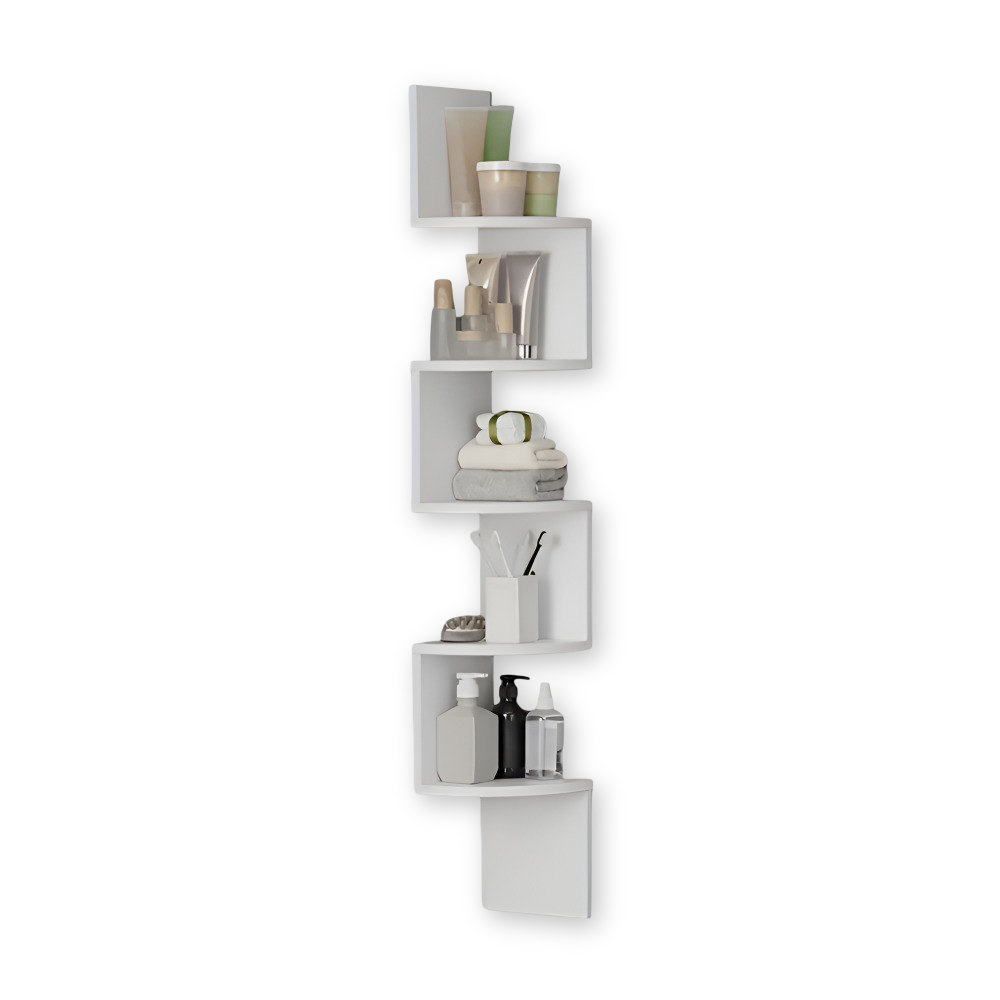 5-Tier Ecke-Wandregal - Stilvolle, Platzsparende Aufbewahrungslösung für Bücher, Pflanzen und Wohnaccessoires in jedem Raum