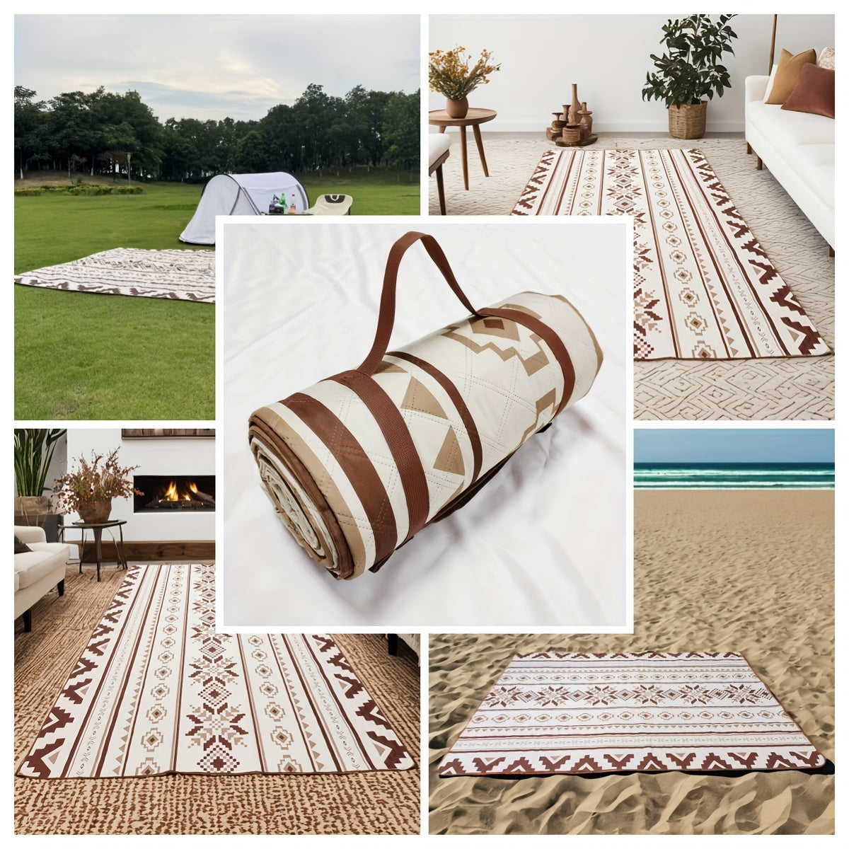 Extra große faltbare Picknickdecke aus Polyester | Outdoor Camping- und Strandmatte für Ausflüge