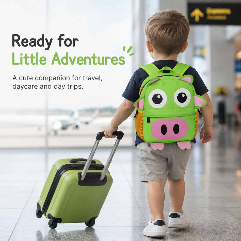 3D-Tier-Rucksack 21 × 8 × 26 cm – Leichter Kindergartenrucksack aus Polyester für 2–5 Jahre