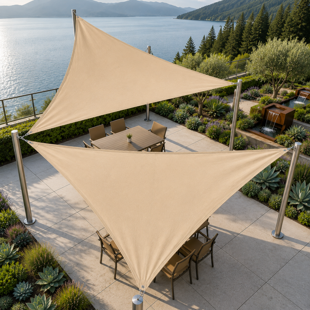 Dreieckiges Sonnensegel 300D Oxford-Gewebe – Robust & UV-Beständig – für Terrasse & Garten
