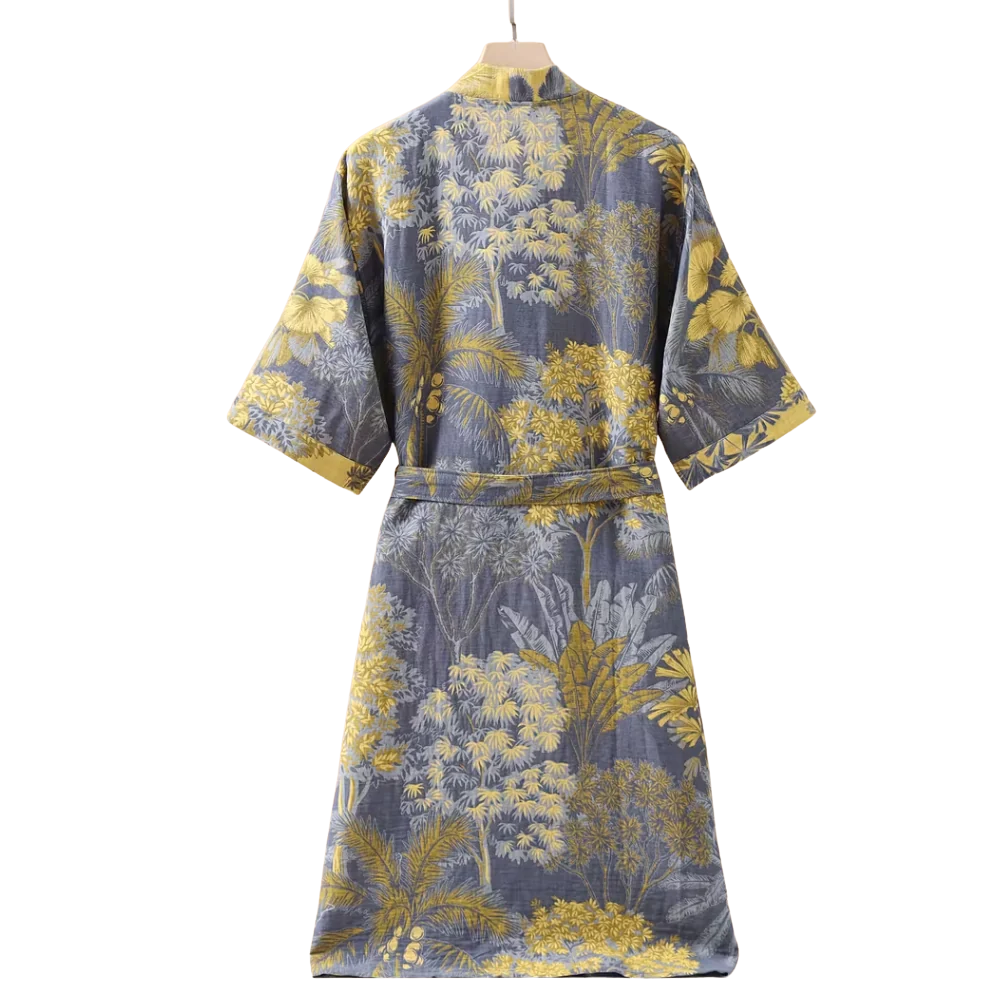 Baumwoll-Gaze Kimono Bademantel - Leichter Morgenmantel & Loungewear für Damen & Herren