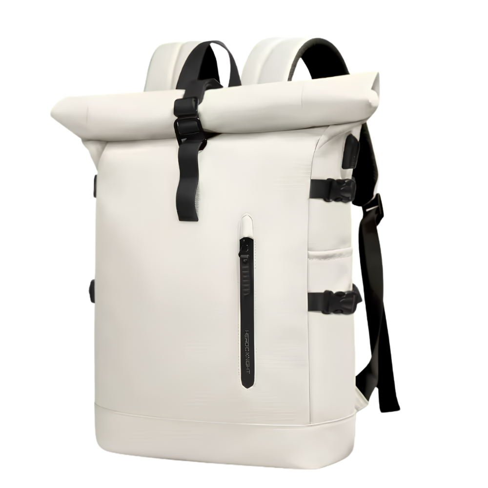 Wasserdichter Roll-Top Reiserucksack für Herren - Großer 15,6” Laptop Rucksack mit USB-Anschluß