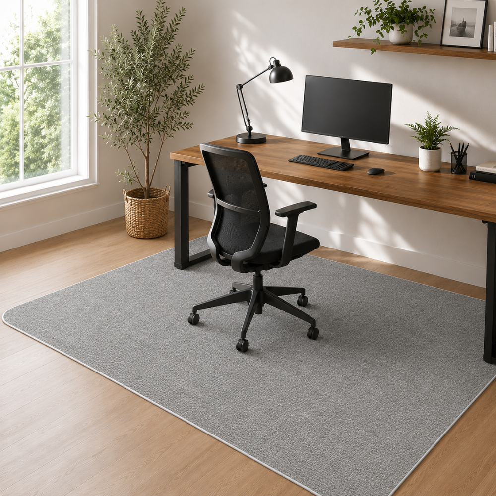 Rutschfeste Bürostuhlmatte aus strapazierfähigem Polyester | Bodenschutzmatte für Schreibtischstuhl und Homeoffice