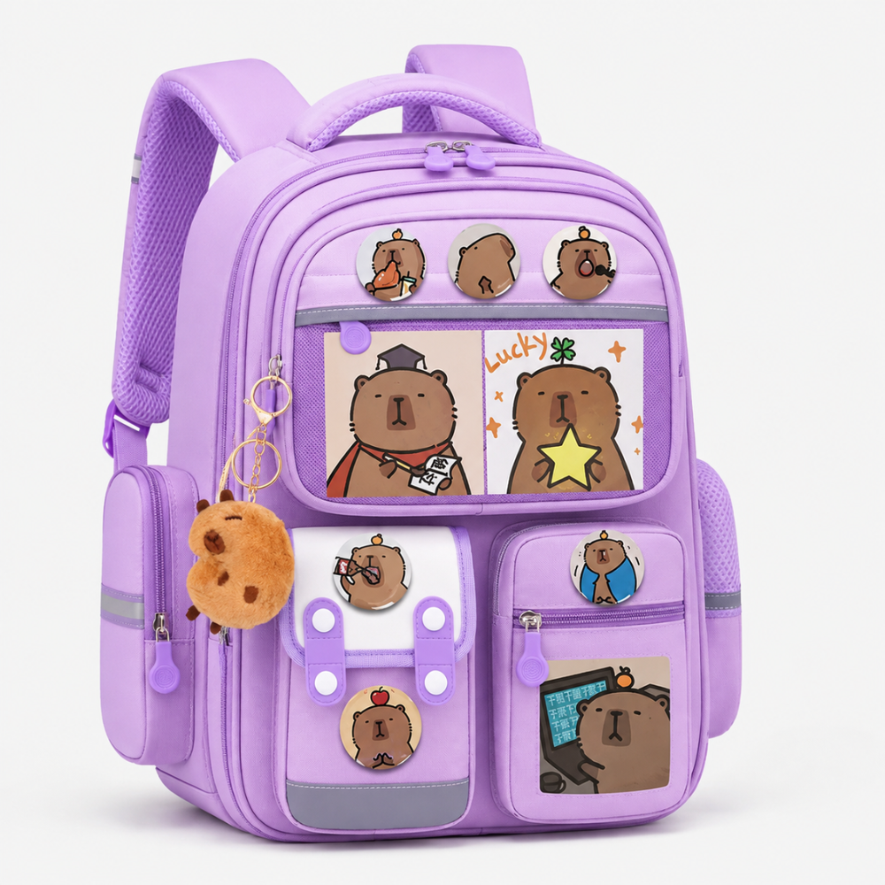 Kinder-Schulrucksack mit Capybara-Motiv – Wasserabweisender Rucksack mit großem Fassungsvermögen & gepolsterten Trägern für Schule & Freizeit