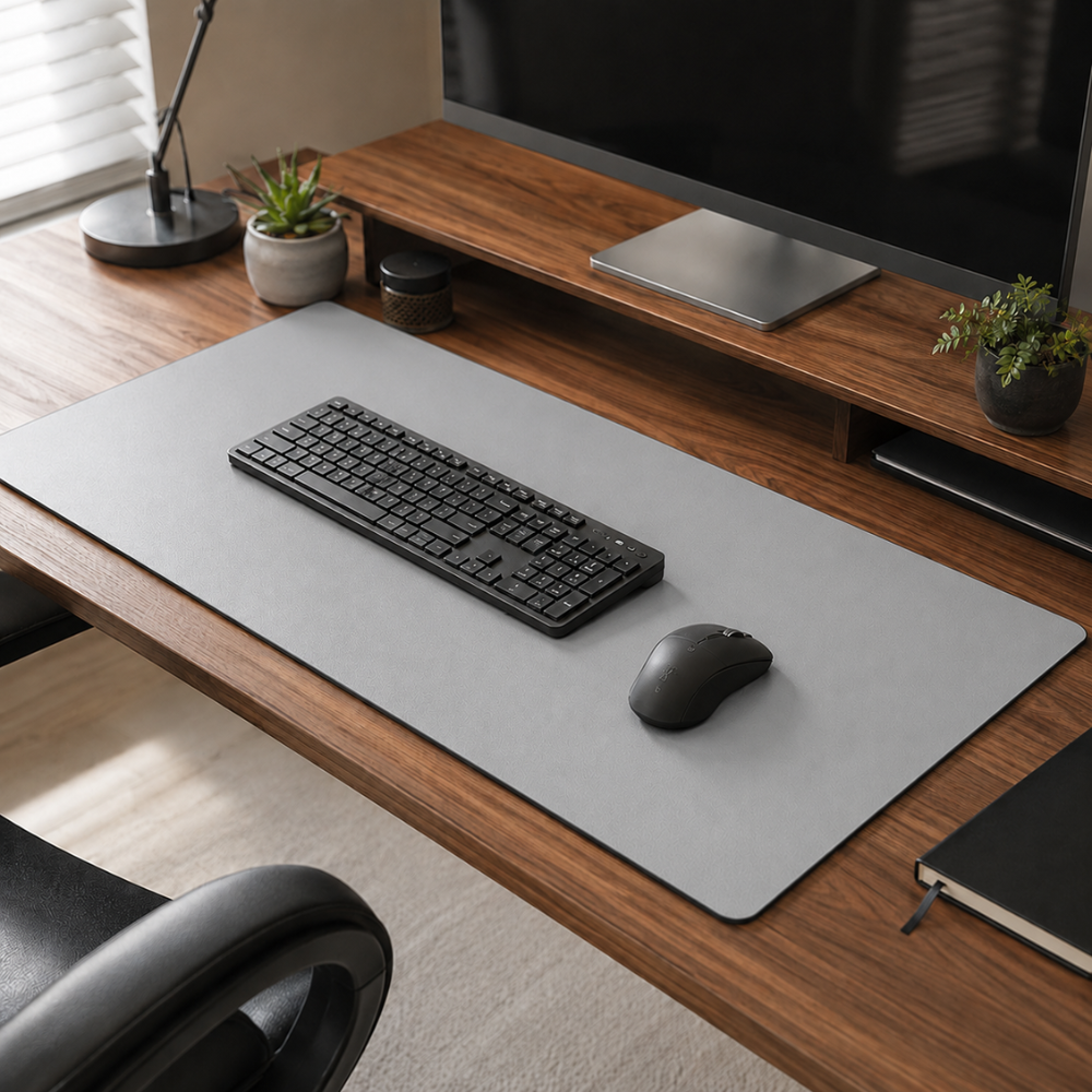 2er-Set Große Schreibtischunterlagen & Mauspads 90 × 40 cm – Minimalistische rutschfeste Deskmats mit genähtem Rand für Büro, Homeoffice & Gaming