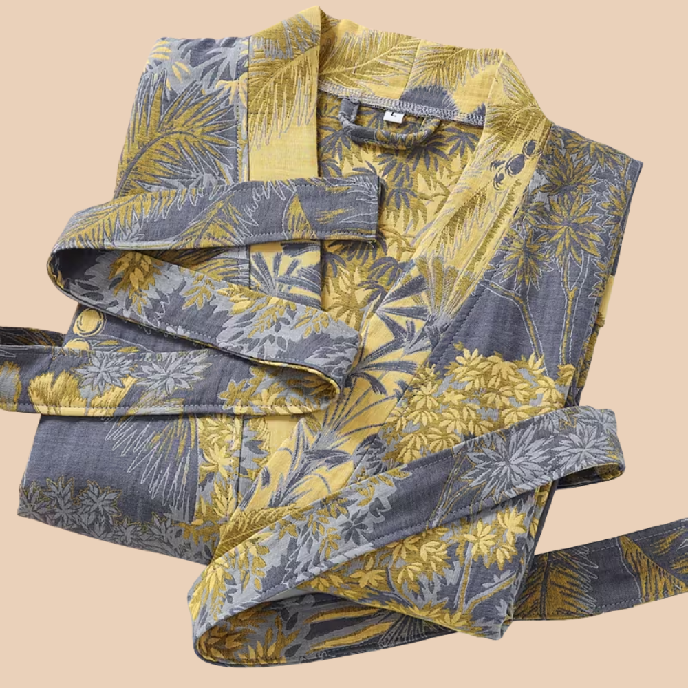 Baumwoll-Gaze Kimono Bademantel - Leichter Morgenmantel & Loungewear für Damen & Herren