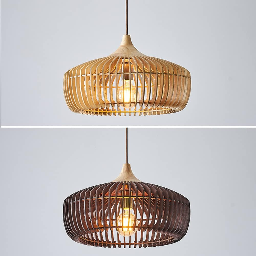 Skandinavisch-Japanische Pendelleuchte im Holzdesign – Natürliche Hängelampe für Esszimmer und Wohnzimmer