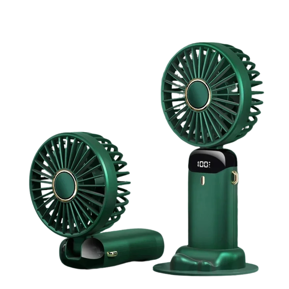 Kompakter USB-Handventilator – tragbarer Mini-Ventilator mit LED-Anzeige, 5 Geschwindigkeitsstufen und klappbarem Design