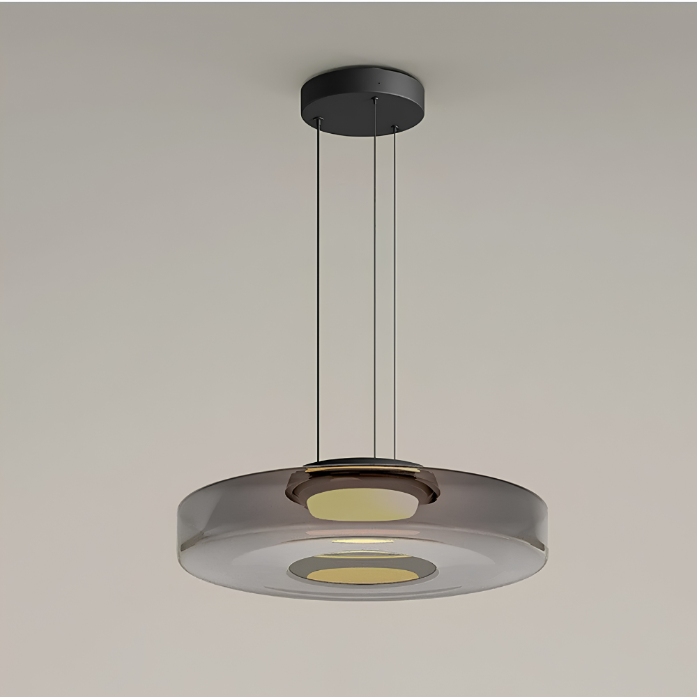Skandinavische Hängeleuchte Rauchglas - Minimalistische LED Pendellampe Höhenverstellbar