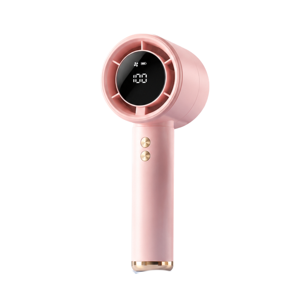 Tragbarer Mini-Turbo-Handventilator mit Digitalanzeige – USB-C aufladbarer Hochgeschwindigkeits-Ventilator mit 100 Geschwindigkeitsstufen für Reisen, Büro und Outdoor