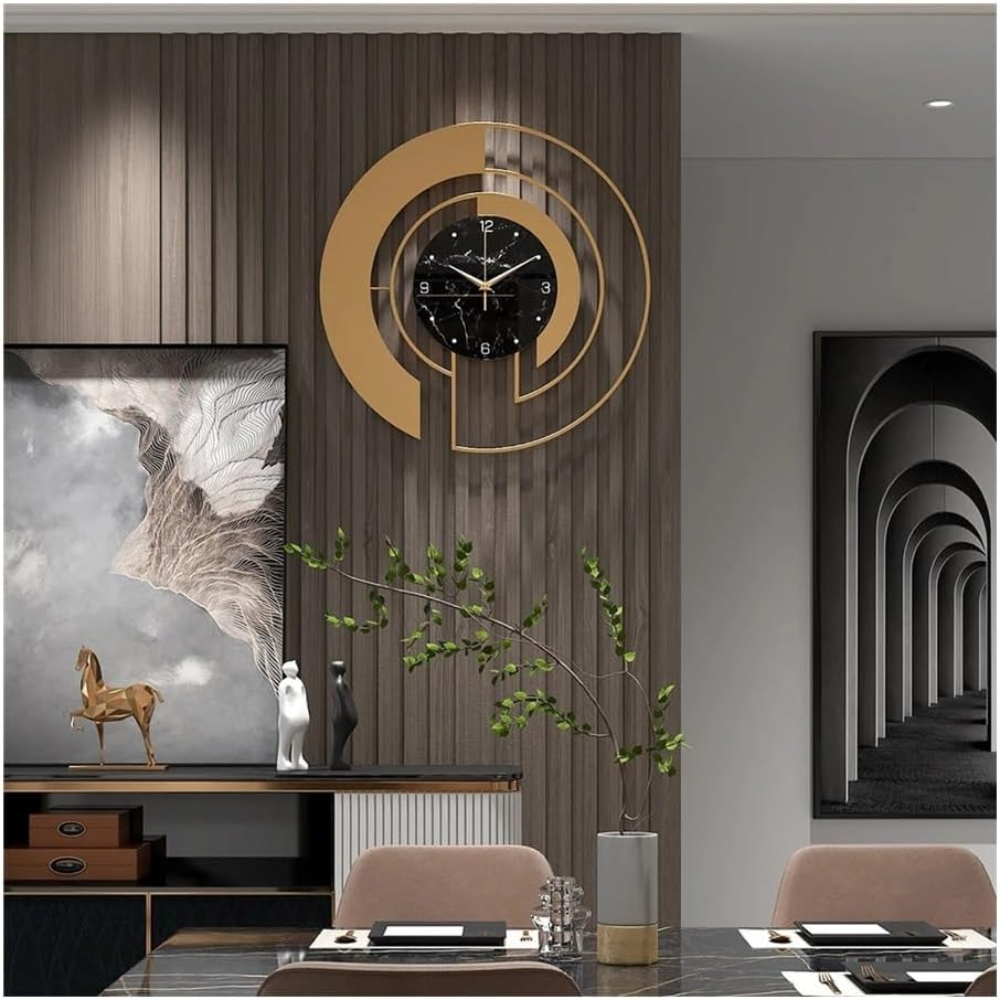 Moderne Metall Wanduhr in Glasoptik – Runde Designer Uhr mit geometrischem Muster & leisem Uhrwerk für Wohnzimmer