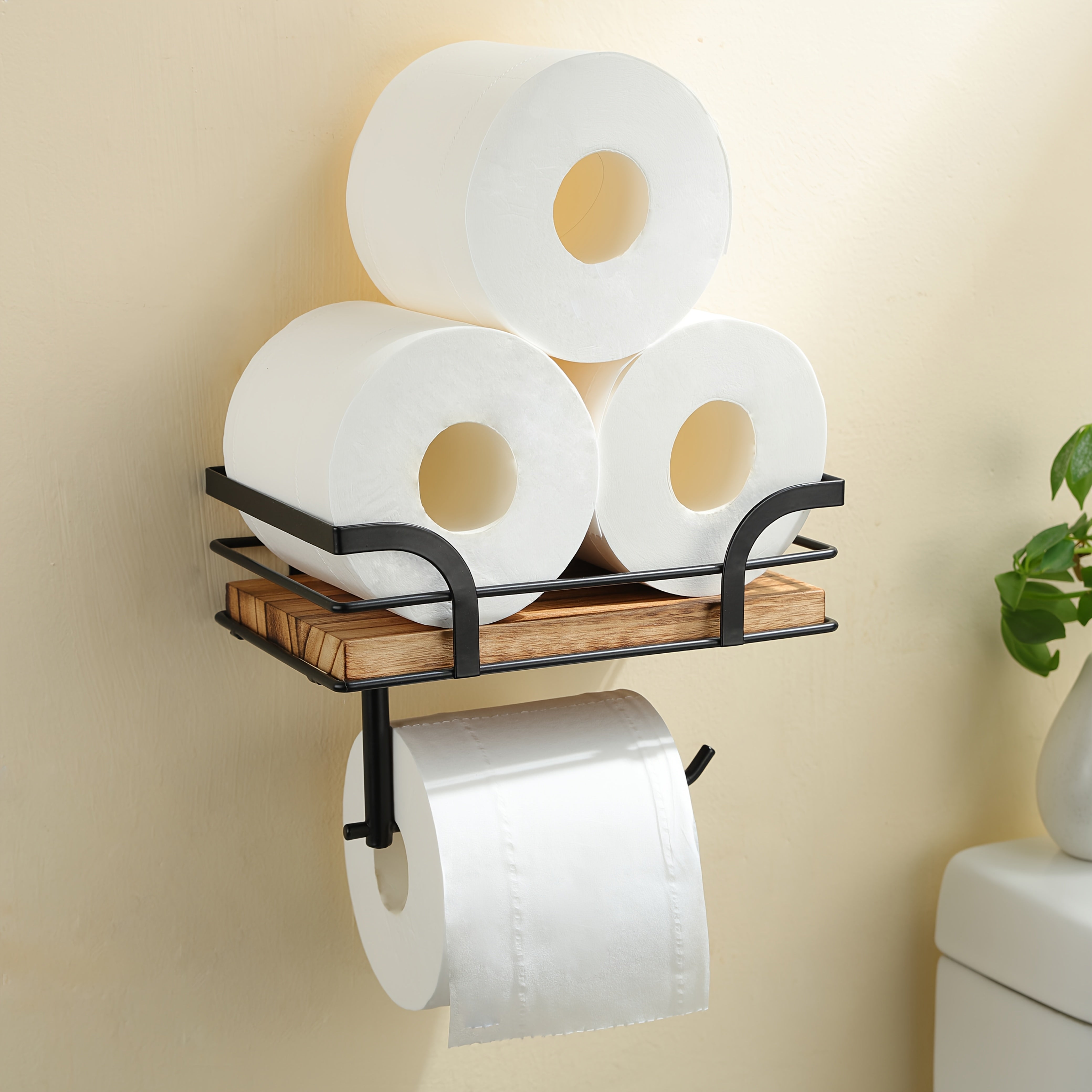 Stylischer Wandmontierter Badezimmer-Handtuchhalter – Moderner und platzsparender Toilettenpapierhalter mit Platz für Ersatzrollen