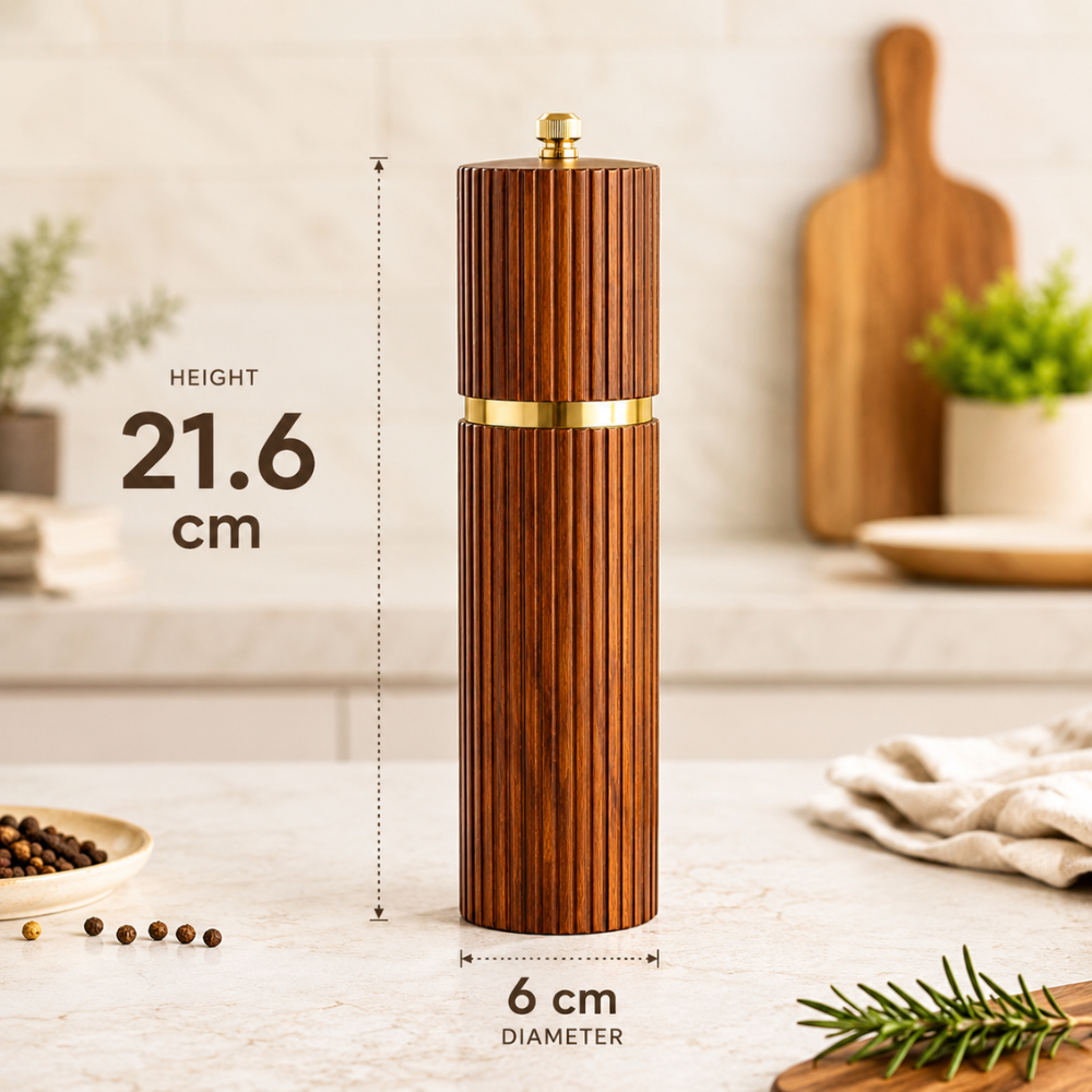 Salz- und Pfeffermühle Set aus Akazienholz – Gewürzmühlen mit Keramikmahlwerk & Einstellbarem Mahlgrad