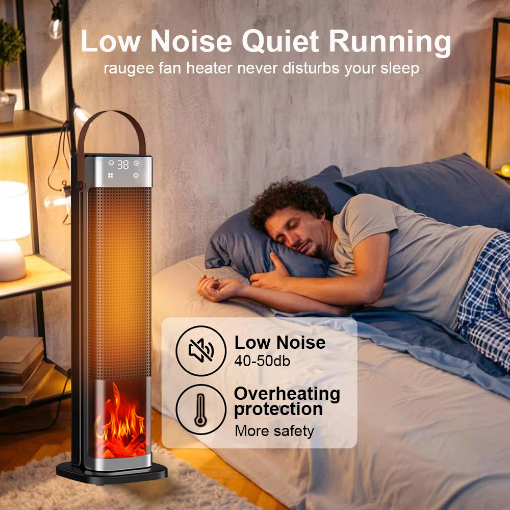 Turmheizlüfter 2000 W mit Fernbedienung 65 cm – Heizstrahler mit LED-Display und Flammeneffekt